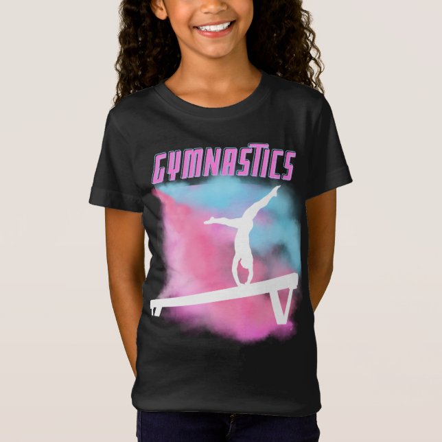 Gymnastik strahlt rosa und blaue Farbbombe T-Shirt (Vorderseite)