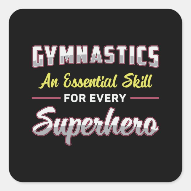 Gymnastik Superheld Acrobat Bars Beam Gymnast Quadratischer Aufkleber (Vorderseite)