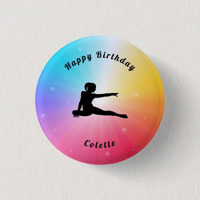 Gymnastik / Tanzfrass Birthday Rainbow Button (Vorderseite)