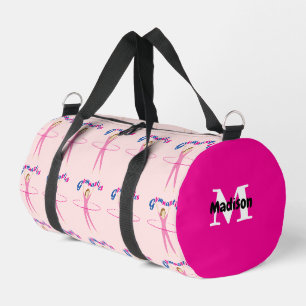 Gymnastik Text Rosa Hula Hupen Mädchen Monogramm Duffle Bag