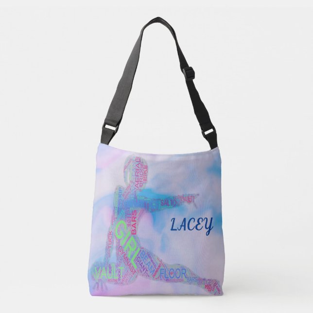 Gymnastik Tote Tasche mit personalisiertem Namen. (Vorderseite)