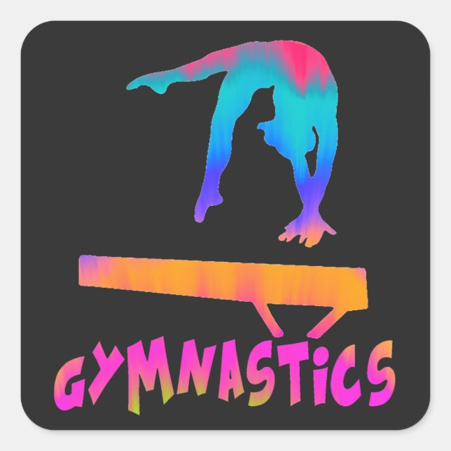 Gymnastik Tropische Krawatte-Dye Balanceabstimmung Quadratischer Aufkleber (Vorderseite)