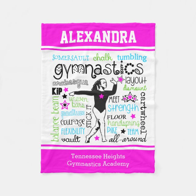 Gymnastik-Typografie mit Monogramm Fleecedecke (Vorderseite)