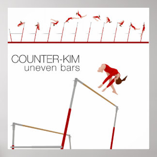 Gymnastik - ungleiche Bar Fertigkeit Poster