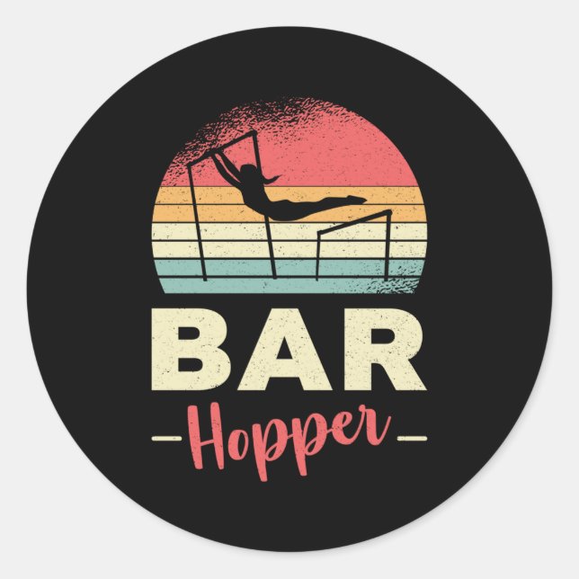 Gymnastik Unven Bar Hopper Acrobat Retro Gymnast Runder Aufkleber (Vorderseite)