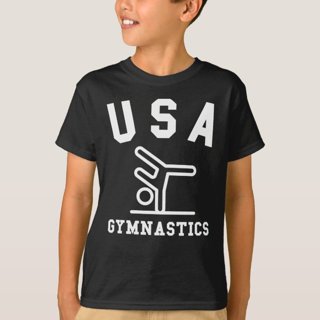 Gymnastik USA Athlet Leidenschaft Hobby Sport Team T-Shirt (Vorderseite)