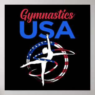 Gymnastik USA Flag Gymnast Gymnastik Sporthalle Poster