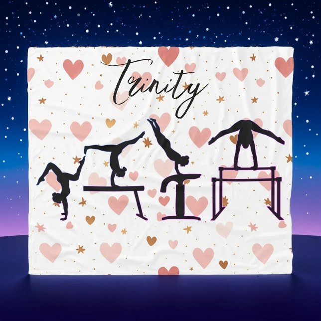 Gymnastik Valentine Pink Hearts Personalisiert Fleecedecke (Von Creator hochgeladen)