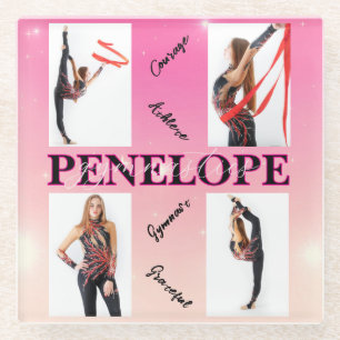 Gymnastik verworren Pink 4 Foto Förderung Glasuntersetzer