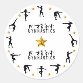 Gymnastik, Weiblichkeit, Goldstars Runder Aufkleber
