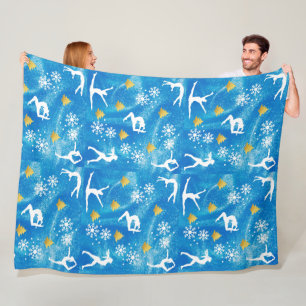 Gymnastik Weihnachten Blaues Sparkle Weiße Muster Fleecedecke