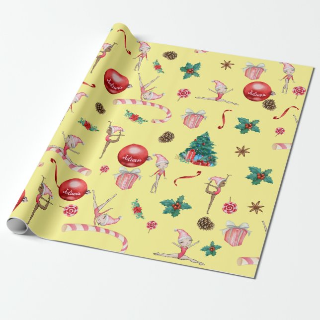 Gymnastik Weihnachtswrapping Paper Individuelle Na Geschenkpapier (Ungerollt)
