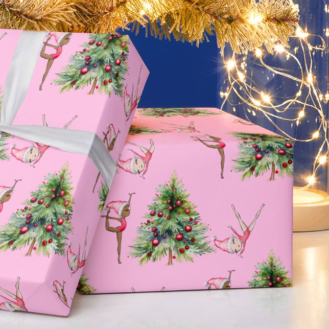 Gymnastik Weihnachtswrapping Papier Pink Holiday Geschenkpapier (Von Creator hochgeladen)