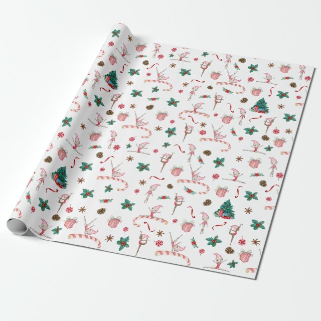 Gymnastik Weihnachtswrapping Papier Pink Holiday Geschenkpapier (Ungerollt)