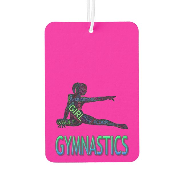 Gymnastik Word Art Pink & Lila Air Freshener Autolufterfrischer (Rückseite)