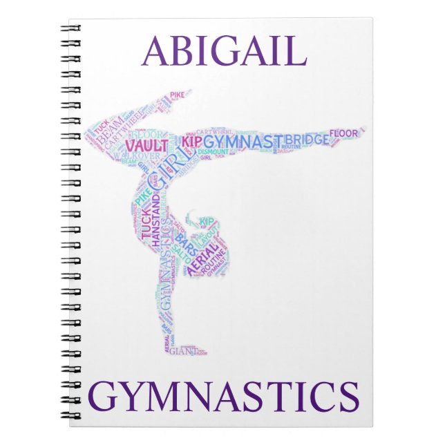 Gymnastik Word Art Spiral Notebook Notizblock (Vorderseite)