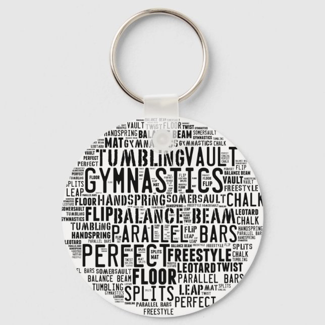 Gymnastik Word Cloud Schlüsselanhänger (Vorderseite)