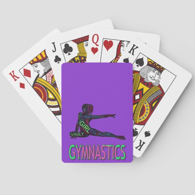Gymnastik Word Lila Klassische Spielkarten (Rückseite)