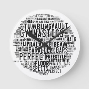 Gymnastik-Wort-Wolke Runde Wanduhr