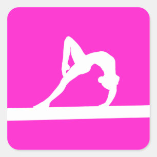 Gymnastikaufkleber für die Silhouette Rosa Quadratischer Aufkleber