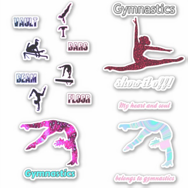 Gymnastikaufkleber für Mädchen Aufkleber (Vorderseite)