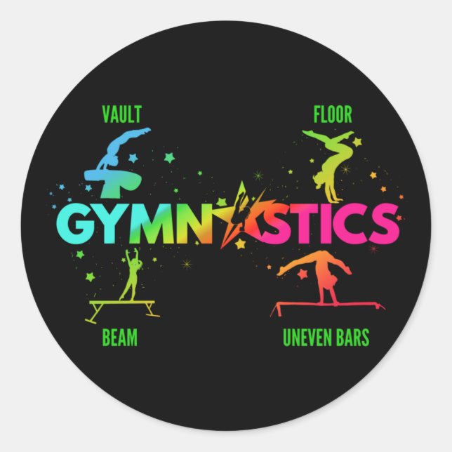 Gymnastikbären für Frauen Beam Vault Floor Runder Aufkleber (Vorderseite)