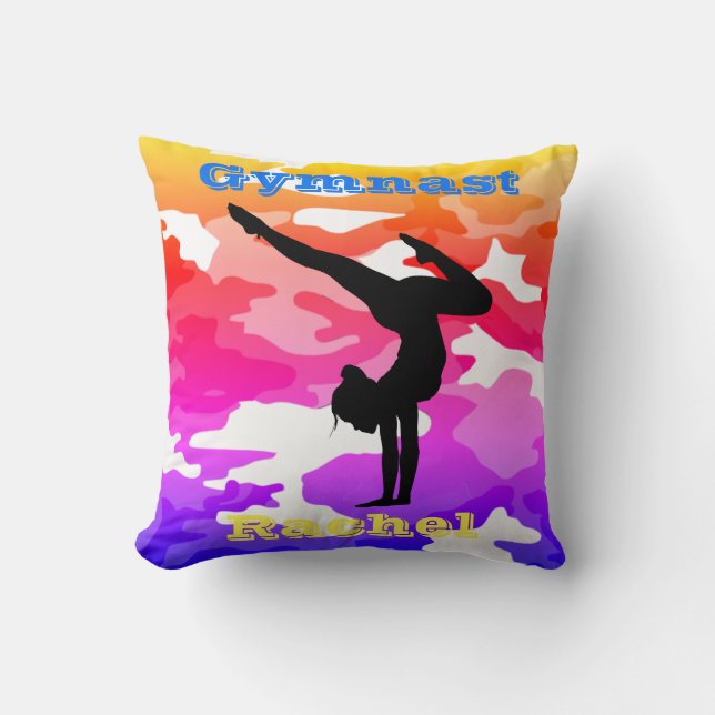 Gymnastikboden, Beam, Vault, Bars Rainbow Camoufla Kissen (Vorderseite)