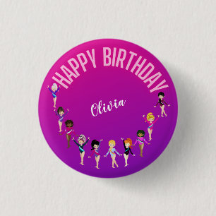 Gymnastikfreunde "Happy Birthday" Pink Lila Button