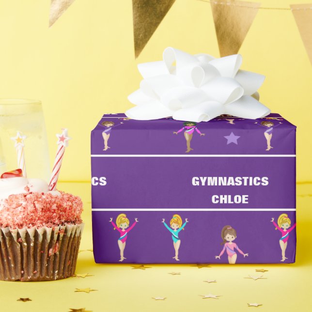 GYMNASTIKGESCHENKE MIT 5 GYMNASTEN PERSONALISIERT GESCHENKPAPIER (Geburtstagsparty)