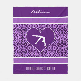 Gymnastiklila Cheetah-Druck mit Monogramm Fleecedecke