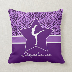 Gymnastiklila Cheetah-Druck mit Monogramm Kissen