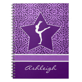 Gymnastiklila Cheetah-Druck mit Monogramm Notizblock