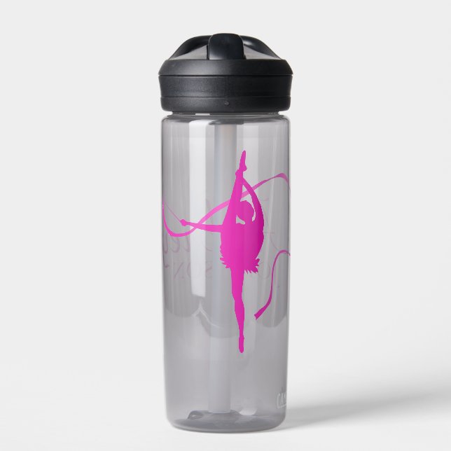 Gymnastikmädchen in Rosa individuelle Name Trinkflasche (Vorderseite)