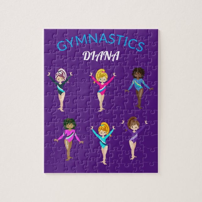 Gymnastikmädchen personalisiertes Gymnastikpuzzle. (Vertikal)