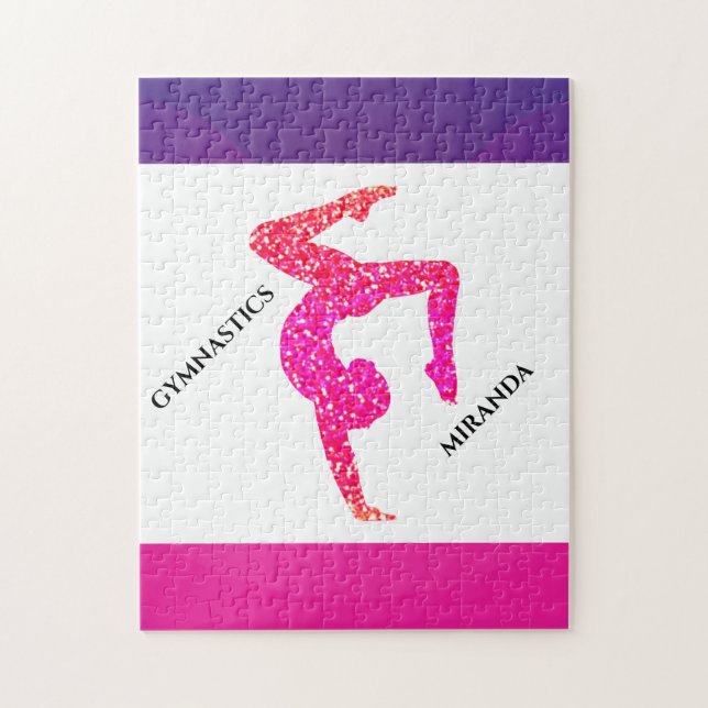 Gymnastikpuzzle für Mädchen ist personalisiert. (Vertikal)