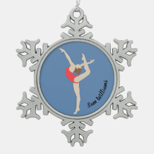 Gymnastin Schneeflocken Zinn-Ornament