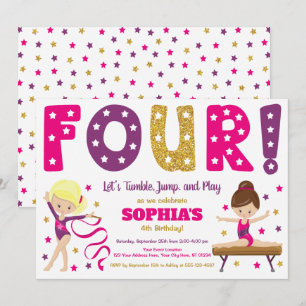 Gymnastique 4e Invitation anniversaire   Rose chau