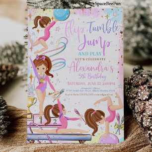 Gymnastique Anniversaire Invitation Party Gymnasti
