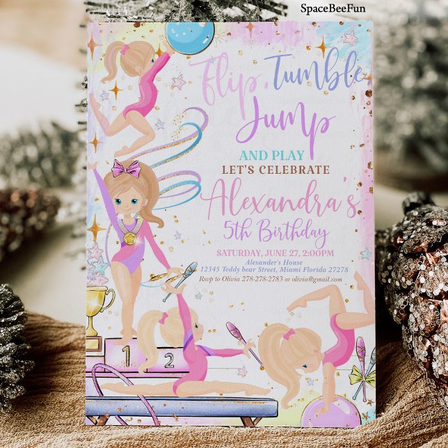 Gymnastique Anniversaire Invitation Party Gymnasti (Gymnastics Birthday Invitation Party Gymnastics)