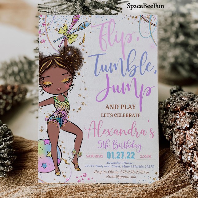 Gymnastique Anniversaire Invitation Party Gymnasti (Gymnastics Birthday Invitation Party  Gymnastics Invites Mermaid Gymnastics )