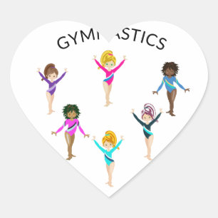Gymnastique autocollants de coeur fille avec 6 gym