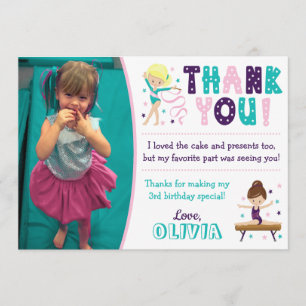 Gymnastique Carte de remerciements d'anniversaire 