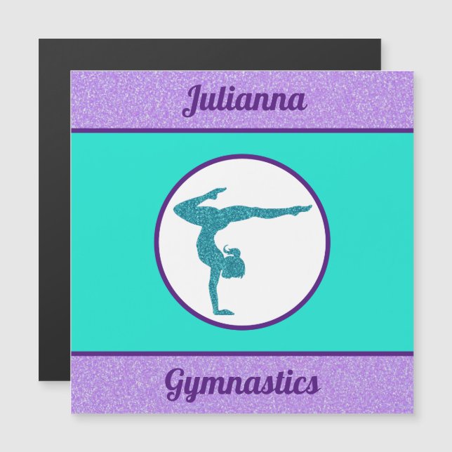 Gymnastique Carte magnétique Turquoise et violette (Devant / Derrière)