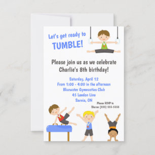 Gymnastique des garçons Invitation de fête d'anniv