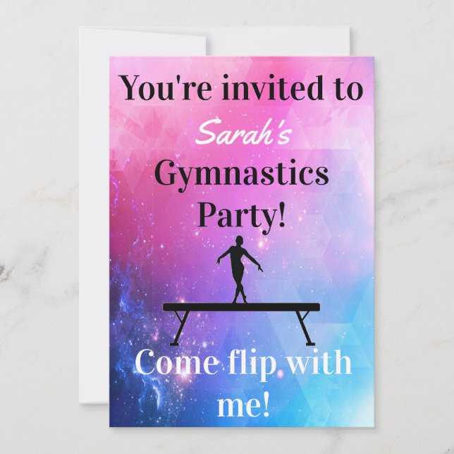 Gymnastique féminine Invitations de fête d'anniver (Devant)