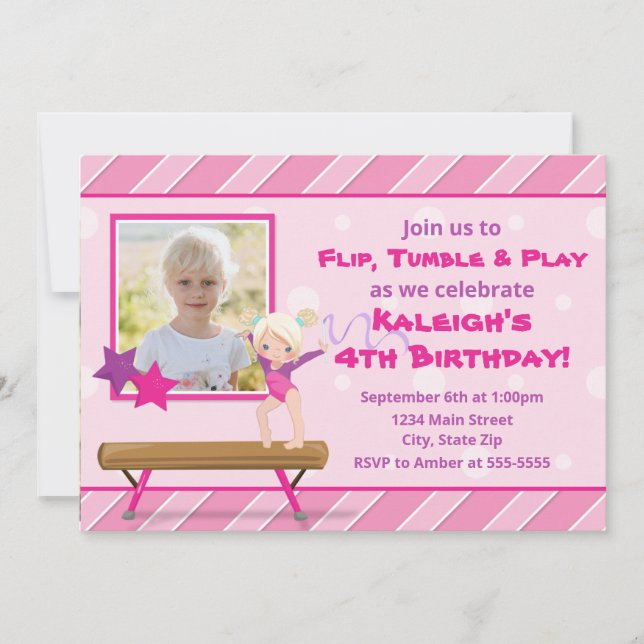 Gymnastique fête Anniversaire Invitation Blonde Gi (Devant)