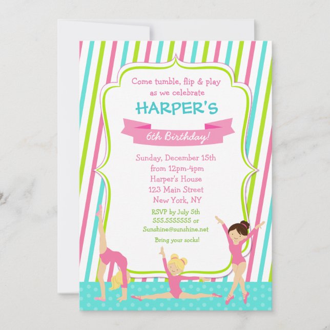 Gymnastique Gymnastique Anniversaire Invitations (Devant)