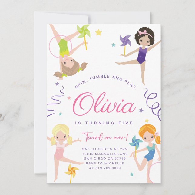 Gymnastique Invitation à la fête d'anniversaire ・  (Devant)
