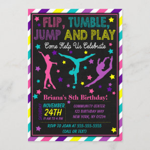 Gymnastique Invitation à une fête d'anniversaire