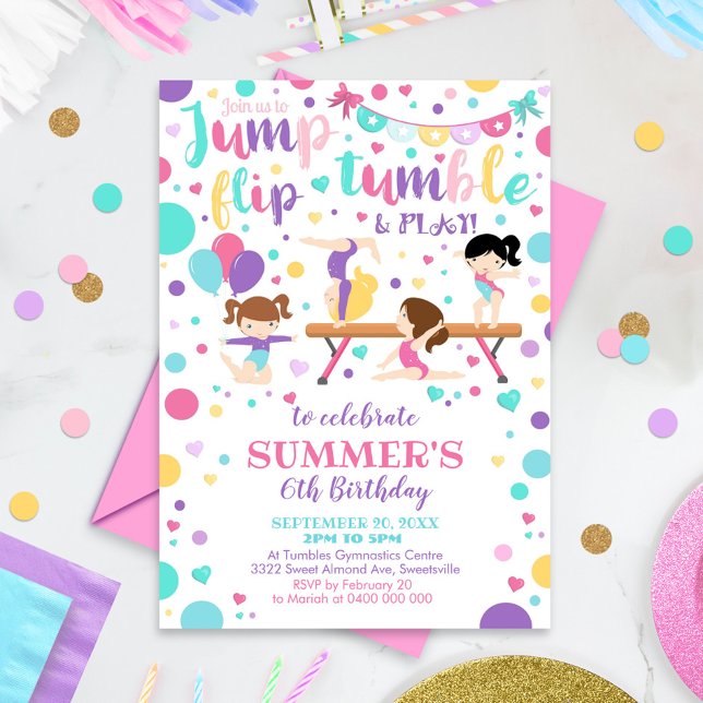 Gymnastique Invitation Anniversaire Gymnastique (Créateur téléchargé)